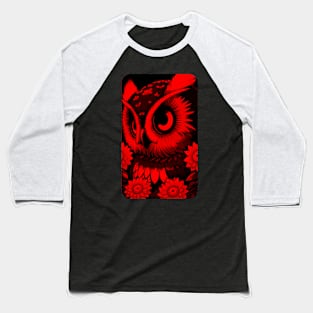 Red Owl Graphic Art Baseball T-Shirt